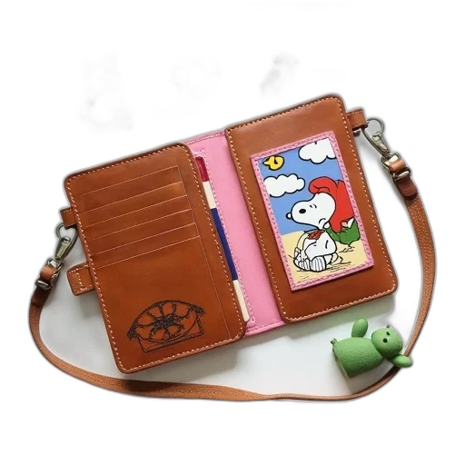 brown, leather, wallet, cartoon, character, design, featuring, snoopy transparent PNG cut-out