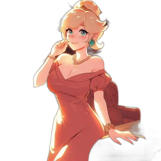dress, staff, crown, weapon, anime, concept art, cartoon, pixel art transparent PNG cut-out