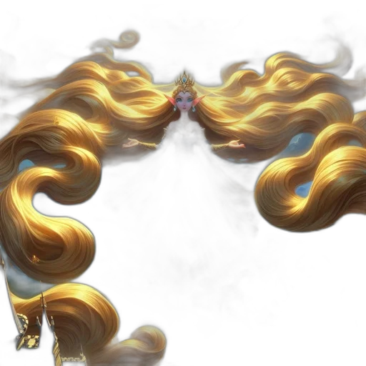 hair, crown, dragon, staff, concept art, fantasy art, anime, photorealistic transparent PNG cut-out