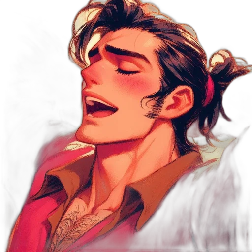 face, jacket, comic book art, watercolor, concept art, fantasy art, red, golden transparent PNG cut-out