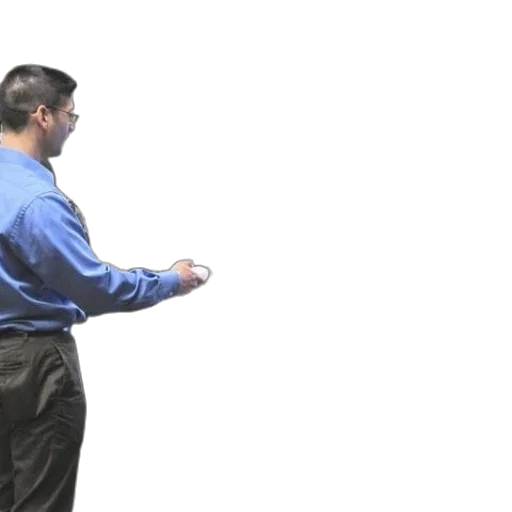 jacket, staff, forest, man, blue, shirt, playing, video transparent PNG cut-out