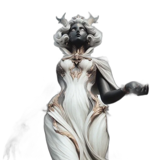 dress, dragon, creature, mask, concept art, fantasy art, 3d render, comic book art transparent PNG cut-out