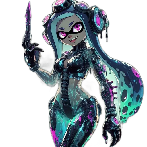 weapon, robot, staff, concept art, cyberpunk, pixel art, vaporwave, blue transparent PNG cut-out
