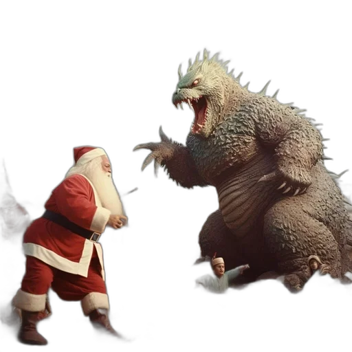 dragon, creature, concept art, 3d render, fantasy art, santa, claus, faces transparent PNG cut-out