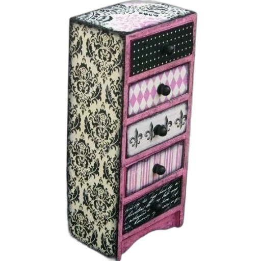 furniture, jewelry, decorative, multi-drawer, chest, mix, patterns, including transparent PNG cut-out