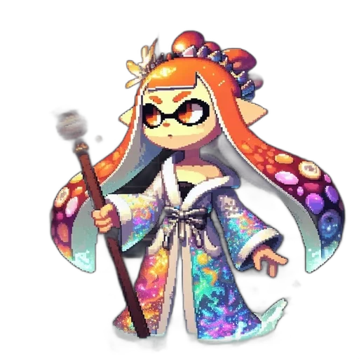 staff, weapon, dress, vaporwave, concept art, pixel art, fantasy art, monochrome transparent PNG cut-out