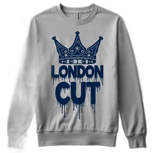 grey, long-sleeve, t-shirt, crown, design, front, text, east transparent PNG cut-out