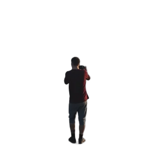 jacket, staff, robot, face, 3d render, concept art, pixel art, photorealistic transparent PNG cut-out
