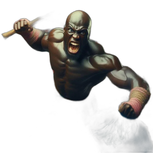 weapon, concept art, comic book art, fantasy art, photorealistic, muscular, african, man transparent PNG cut-out