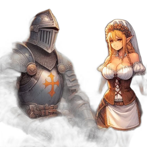 sword, dress, crown, weapon, fantasy art, concept art, pixel art, watercolor transparent PNG cut-out