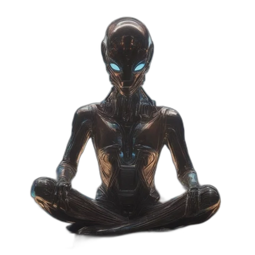 robot, jewelry, 3d render, concept art, cyberpunk, elongated-headed, metallic, figure transparent PNG cut-out