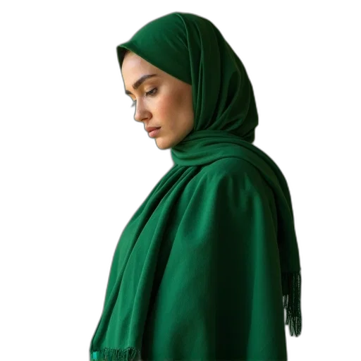 dress, jacket, jewelry, staff, photorealistic, green, earth tones, monochrome transparent PNG cut-out