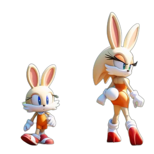 3d render, concept art, pixel art, cartoon, two, anthropomorphic, rabbit, characters transparent PNG cut-out