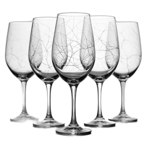 six, wine, glasses, black transparent PNG cut-out