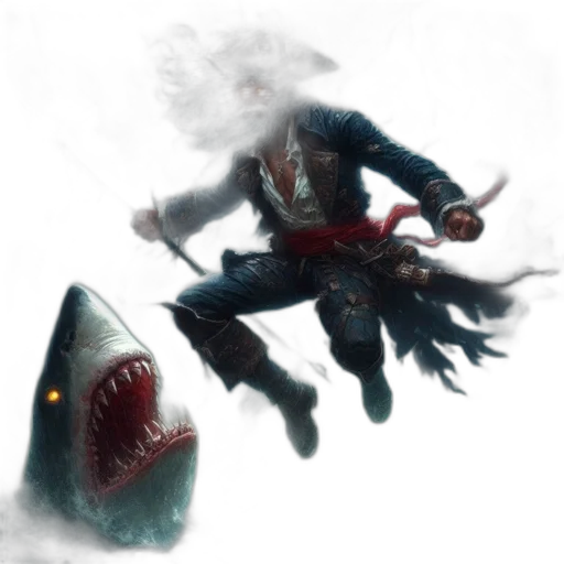 creature, concept art, fantasy art, comic book art, underwater, fog, fearless, pirate transparent PNG cut-out