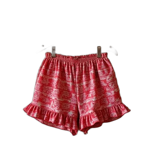 red, pair, white, patterned, shorts, frilly, bottom, hanging transparent PNG cut-out
