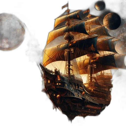 weapon, concept art, fantasy art, photorealistic, 3d render, outer space, fog, underwater transparent PNG cut-out