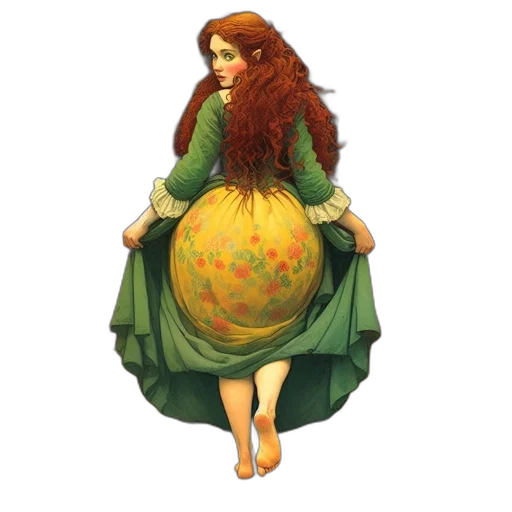 dress, crown, concept art, fantasy art, watercolor, pixel art, green, woman transparent PNG cut-out
