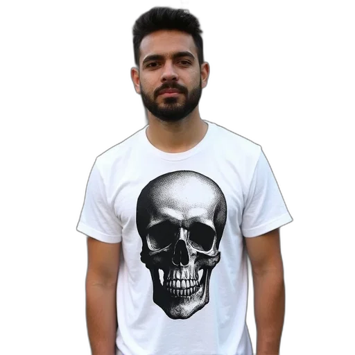 face, 3d render, photorealistic, monochrome, man, wearing, white, t-shirt transparent PNG cut-out