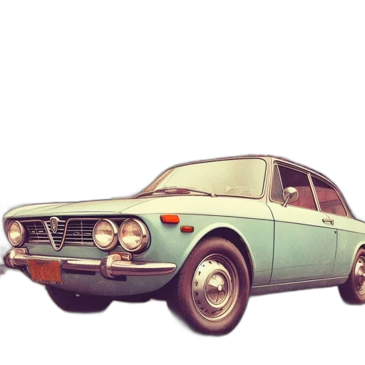 car, 3d render, photorealistic, concept art, vintage, parked, cobblestone, street transparent PNG cut-out