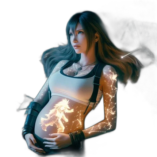 photorealistic, fantasy art, concept art, pixel art, fire, woman, flowing, brown transparent PNG cut-out