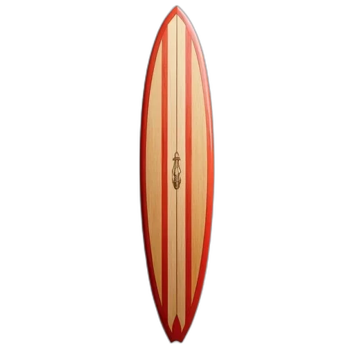 weapon, photorealistic, 3d render, traditional, wooden, surfboard, red, white transparent PNG cut-out