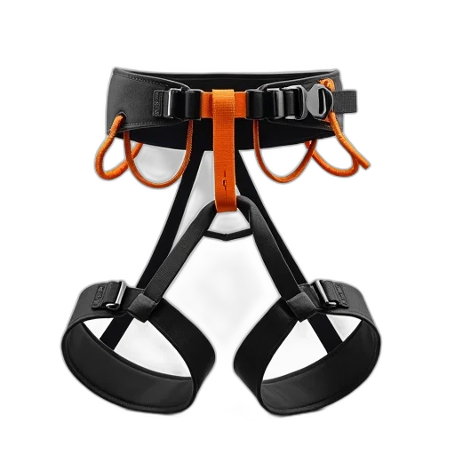 3d render, black, orange, climbing, harness, waist, belt, leg transparent PNG cut-out