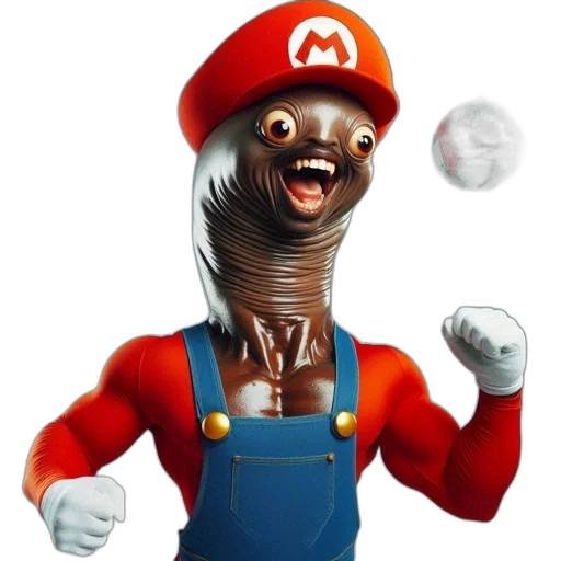 creature, staff, animal, face, 3d render, concept art, photorealistic, mario transparent PNG cut-out