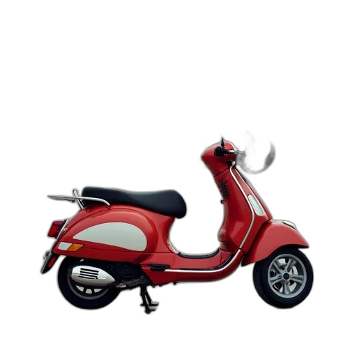 animal, 3d render, photorealistic, concept art, red, white, scooter, parked transparent PNG cut-out