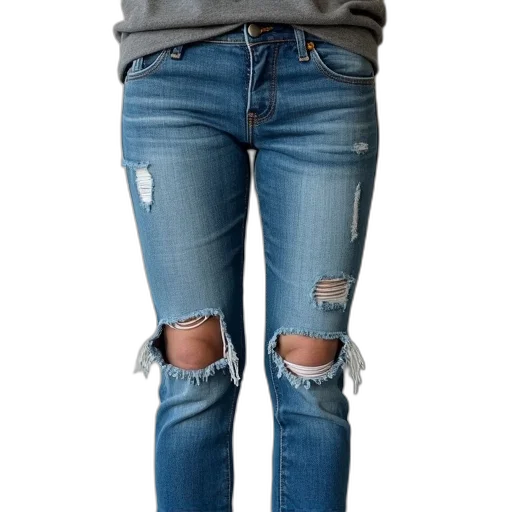 jacket, shoes, dress, 3d render, blue, pair, jeans, ripped transparent PNG cut-out