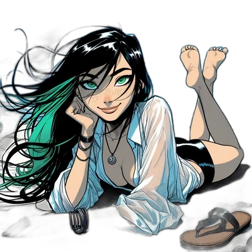 anime, comic book art, cartoon, concept art, green, monochrome, blue, dark transparent PNG cut-out