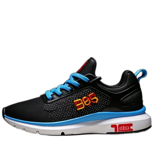 shoes, 3d render, black, sneaker, blue, laces, white, sole transparent PNG cut-out