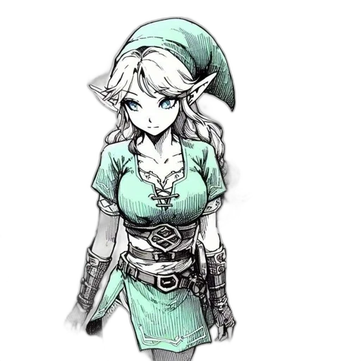 dress, staff, hat, sword, concept art, pixel art, fantasy art, cartoon transparent PNG cut-out