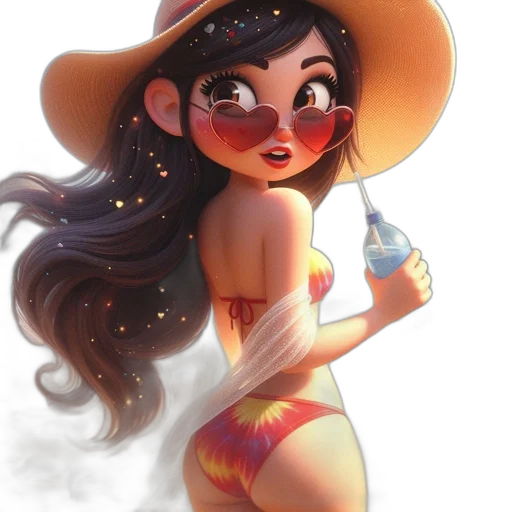 dress, hat, cartoon, watercolor, concept art, fantasy art, beach, underwater transparent PNG cut-out