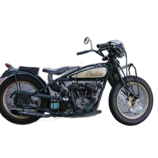 photorealistic, vintage, indian, motorcycle, green, cream, color, scheme transparent PNG cut-out