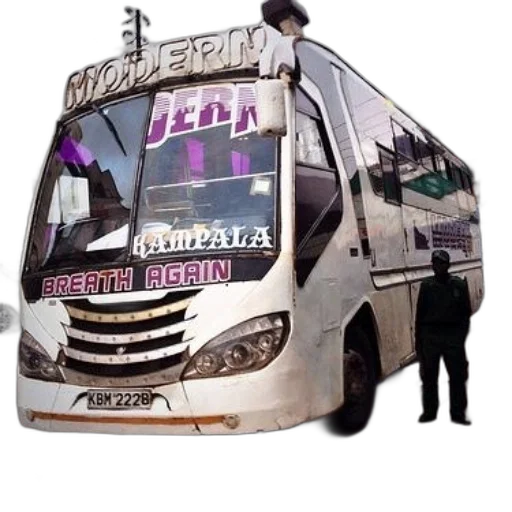 3d render, photorealistic, concept art, vaporwave, white, bus, words, modern transparent PNG cut-out