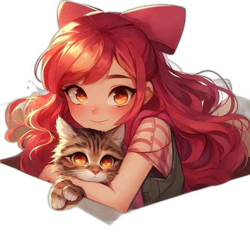 animal, pixel art, anime, fantasy art, watercolor, red, animated, female transparent PNG cut-out