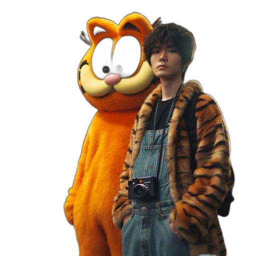 jacket, animal, concept art, 3d render, photorealistic, anime, man, tiger-printed transparent PNG cut-out