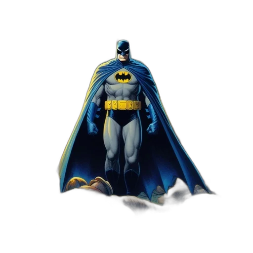 comic book art, concept art, 3d render, pixel art, batman, stands, guard, dimly transparent PNG cut-out