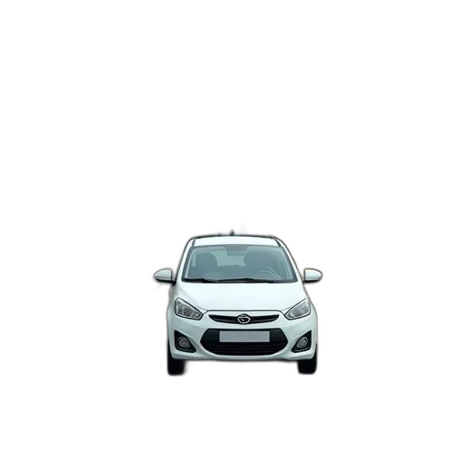 car, 3d render, photorealistic, white, compact, driving, two-lane, road transparent PNG cut-out