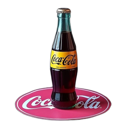 bottle, food, crown, 3d render, photorealistic, vintage, coca-cola, clear transparent PNG cut-out