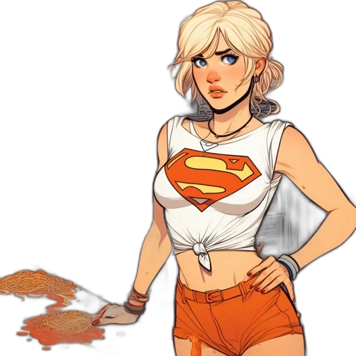 comic book art, concept art, pixel art, cartoon, earth tones, young, woman, superman transparent PNG cut-out