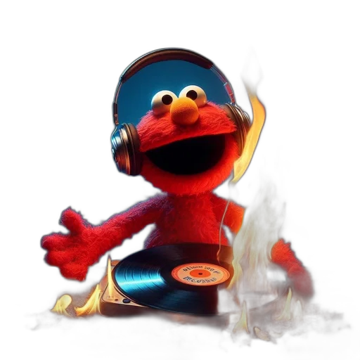 robot, concept art, photorealistic, 3d render, fire, elmo, iconic, muppet transparent PNG cut-out