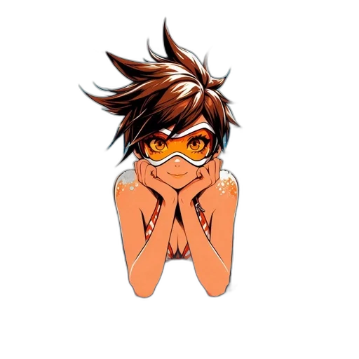 mask, hair, face, anime, cartoon, pixel art, vaporwave, neon transparent PNG cut-out