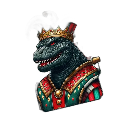 dragon, crown, creature, staff, concept art, fantasy art, 3d render, pixel art transparent PNG cut-out
