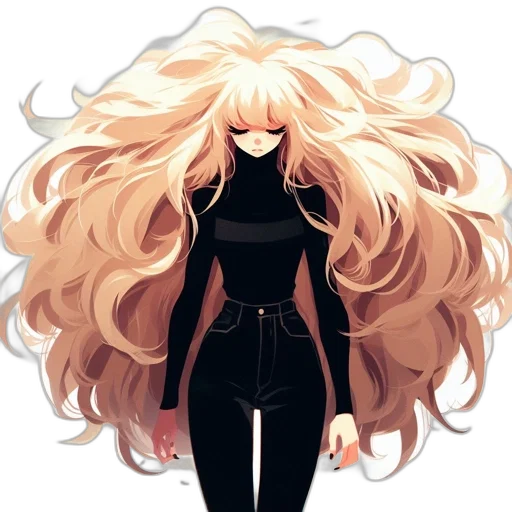 hair, dress, creature, anime, concept art, pixel art, cartoon, dark transparent PNG cut-out