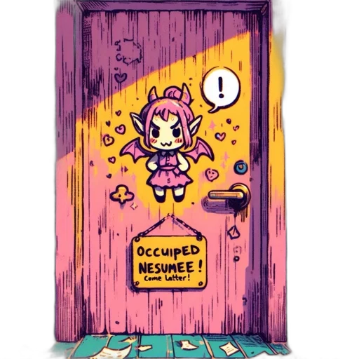 concept art, comic book art, anime, cartoon, colorful, pink, yellow, door transparent PNG cut-out