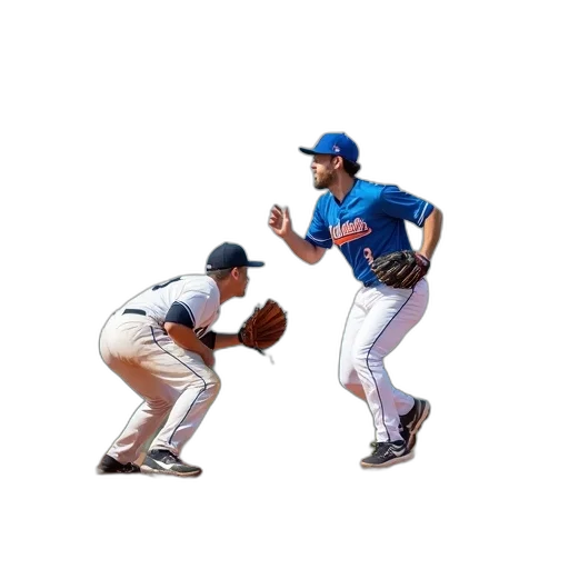 pixel art, concept art, photorealistic, 3d render, baseball, player, blue, white transparent PNG cut-out