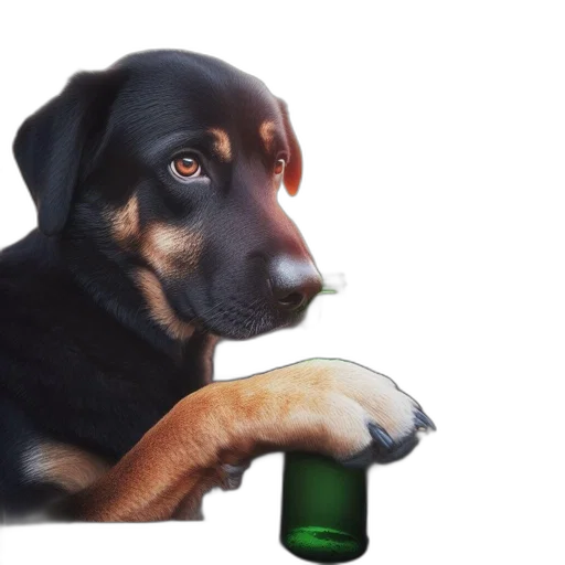 animal, bottle, staff, photorealistic, pixel art, 3d render, concept art, image transparent PNG cut-out