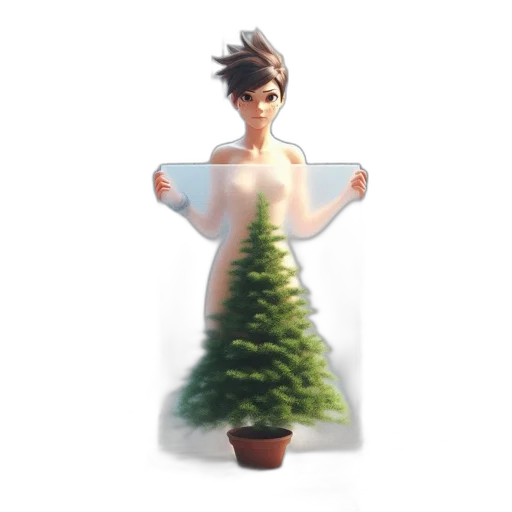tree, dress, creature, staff, 3d render, concept art, pixel art, fantasy art transparent PNG cut-out